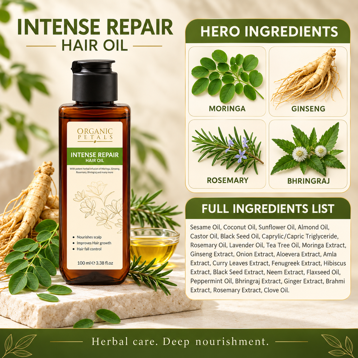 Intense Repair Hair Oil – Nourishes Scalp, Controls Hair Fall & Promotes Healthy Hair Growth