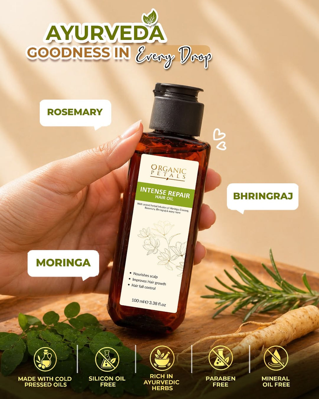 Intense Repair Hair Oil – Nourishes Scalp, Controls Hair Fall & Promotes Healthy Hair Growth