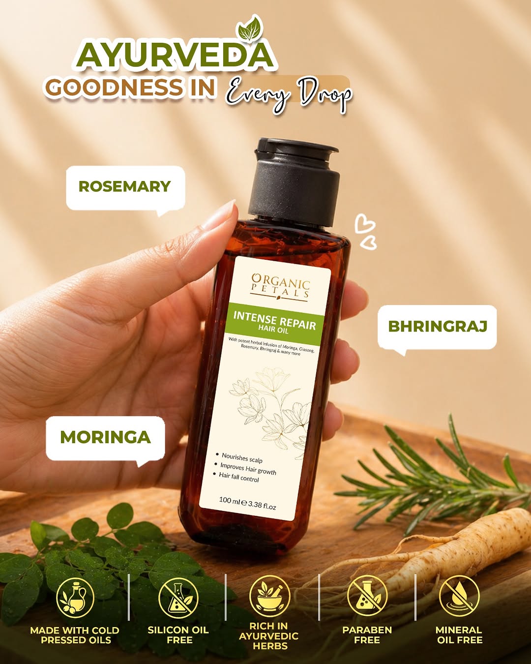 Intense Repair Hair Oil – Nourishes Scalp, Controls Hair Fall & Promotes Healthy Hair Growth