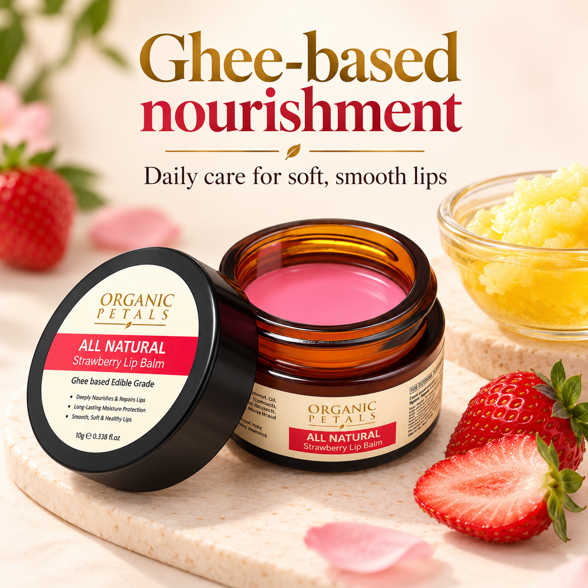Organic Petals Lip Balm – Ghee Based