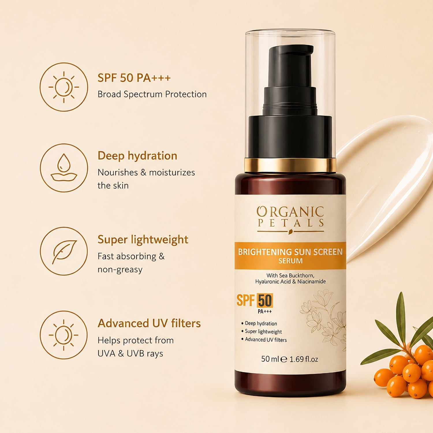 India’s Most Advanced Brightening Sunscreen Serum SPF 50 PA+++