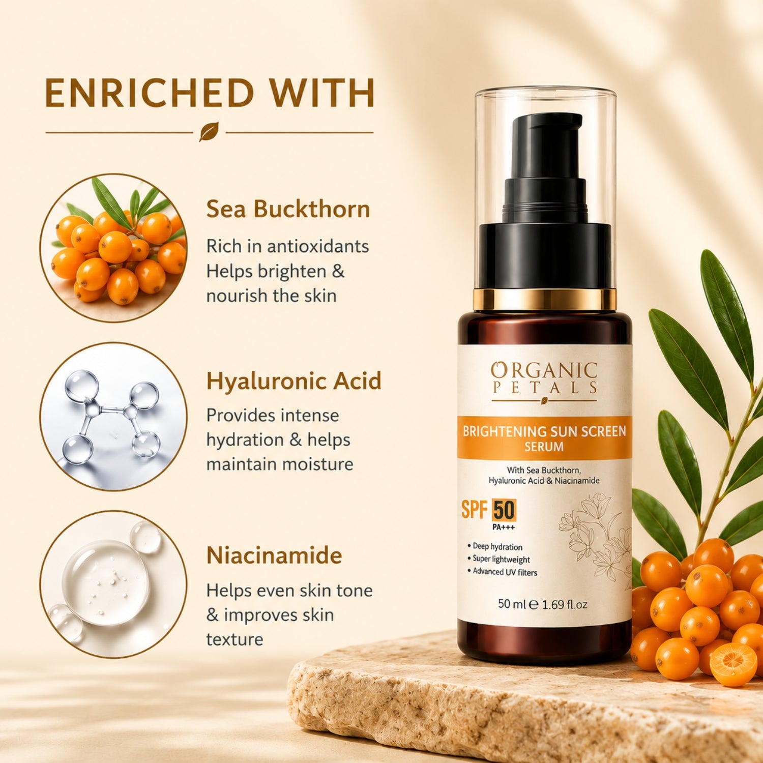 India’s Most Advanced Brightening Sunscreen Serum SPF 50 PA+++